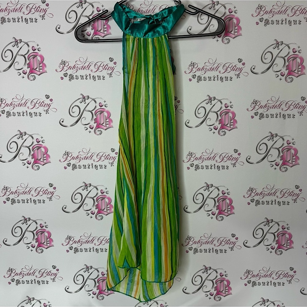 Halter top tank top striped y2k Green Striped lightweight shirt